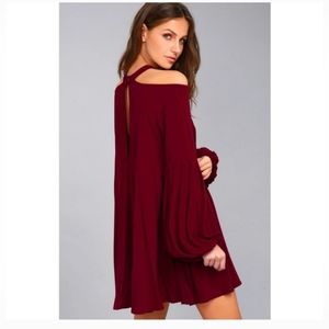Free People Drift Away Mini-Dress Shift Swing Cold Shoulder Dress